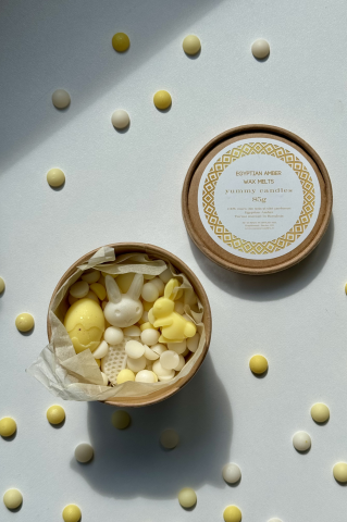 Lemnoase & Orientale - Easter Wax Melts Egyptian Amber – iepurași & ouă parfumate, ceară de soia, 85g