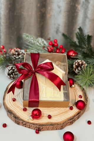 Lumanare Christmas Home alba cu sclipici [1]