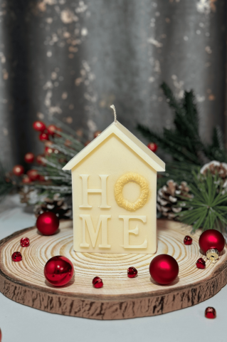 Lumanari Craciun - Lumanare Christmas Home alba cu sclipici