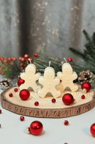 Lumanari Craciun - Lumanare Gingerbread alba