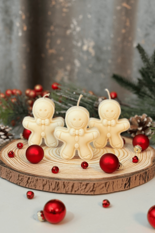 Lumanari Craciun - Lumanare Gingerbread cu papion
