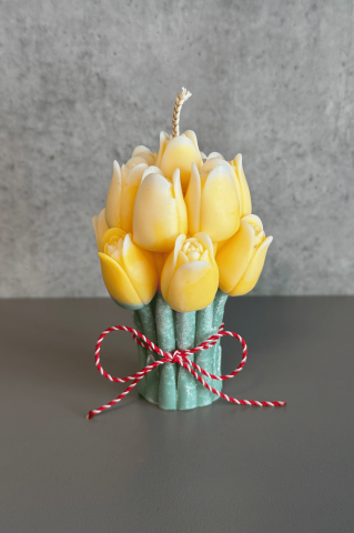 Lumanari Martie - Lumanare martisor Buchet de lalele galbene