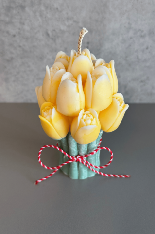 Lumanare martisor Buchet de lalele galbene [1]