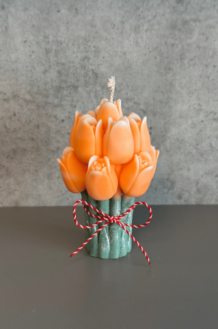 Lumanari Martie - Lumanare martisor Buchet de lalele portocalii