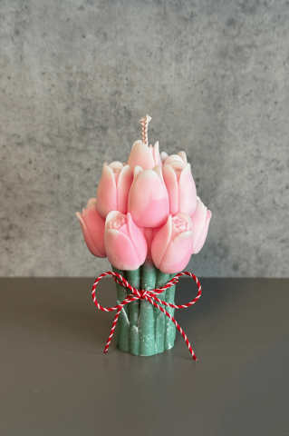 Lumanari Martie - Lumanare martisor Buchet de lalele roz