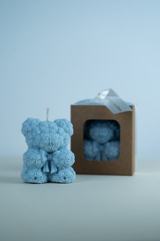 Lumanare Ursulet cu papion albastra [2]