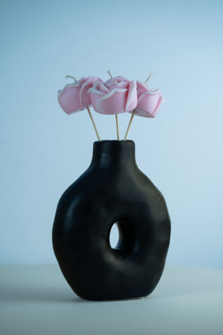 Set Lumanari - Set flori din ceara roz  - Rose