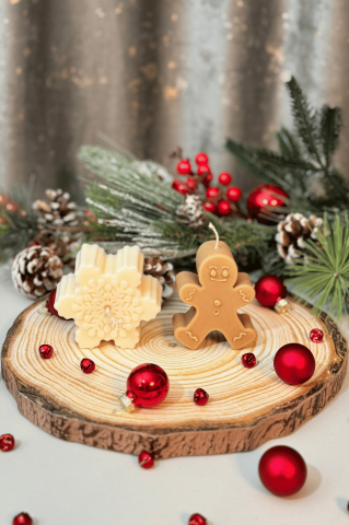 Lumanari Craciun - Set Lumanari Craciun – Fulg de nea si Gingerbread ciocolatiu