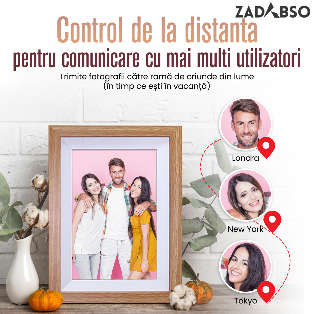 Rama Foto Digitala 10.1 inch, Zadabso®, 32 GB, Android 6.0, Touchscreen 1280 x 800 HD IPS, Aplicatie Frameo, MicroSD, Poze/Video, Difuzor [8]