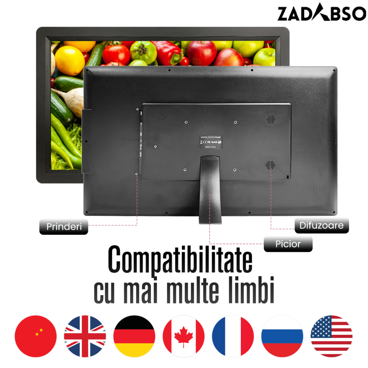 Rama Foto Digitala Zadabso®, 21.5 INCH, 1920*1080, WIFI, MicroSD, Poze/Video, Difuzor [4]