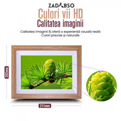 Rama Foto Digitala 10.1 inch, Zadabso®, 32 GB, Android 6.0, Touchscreen 1280 x 800 HD IPS, Aplicatie Frameo, MicroSD, Poze/Video, Difuzor [5]