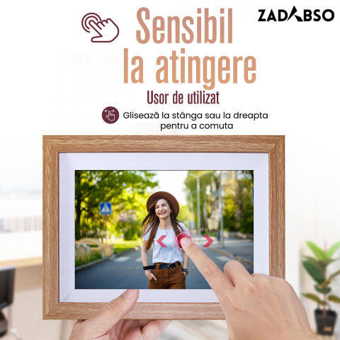 Rama Foto Digitala 10.1 inch, Zadabso®, 32 GB, Android 6.0, Touchscreen 1280 x 800 HD IPS, Aplicatie Frameo, MicroSD, Poze/Video, Difuzor [1]