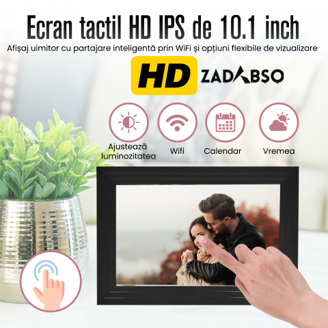 Rama Foto Digitala Zadabso®, 10.1 inch, Aplicatia Uhale, Touchscreen 1024x600, 350 lumeni, 16 GB, WIFI, MicroSD, Poze/Video, Difuzor [2]