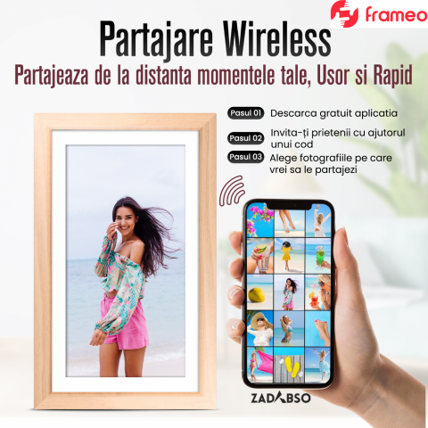 Rama Foto Digitala Zadabso®, 15.6 inch, Aplicatia Frameo, Touchscreen 1920x1080, 32 GB, WIFI, MicroSD, Poze/Video, Difuzor [4]
