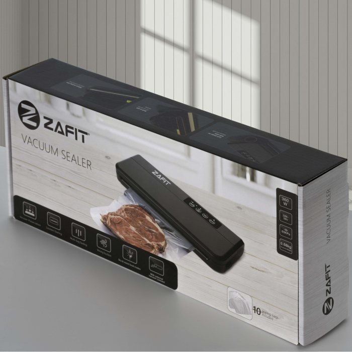 Aparat de vidat alimente ZAFIT™ VID-360 Professional, 30 cm bara de lipire, cu 10 pungi incluse, Negru [8]