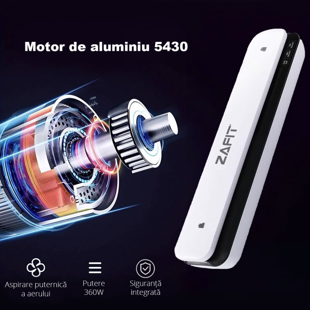 Aparat de vidat alimente ZAFIT™ VID-360W, 30 cm bara de lipire, 10 pungi incluse, Negru/Alb [6]