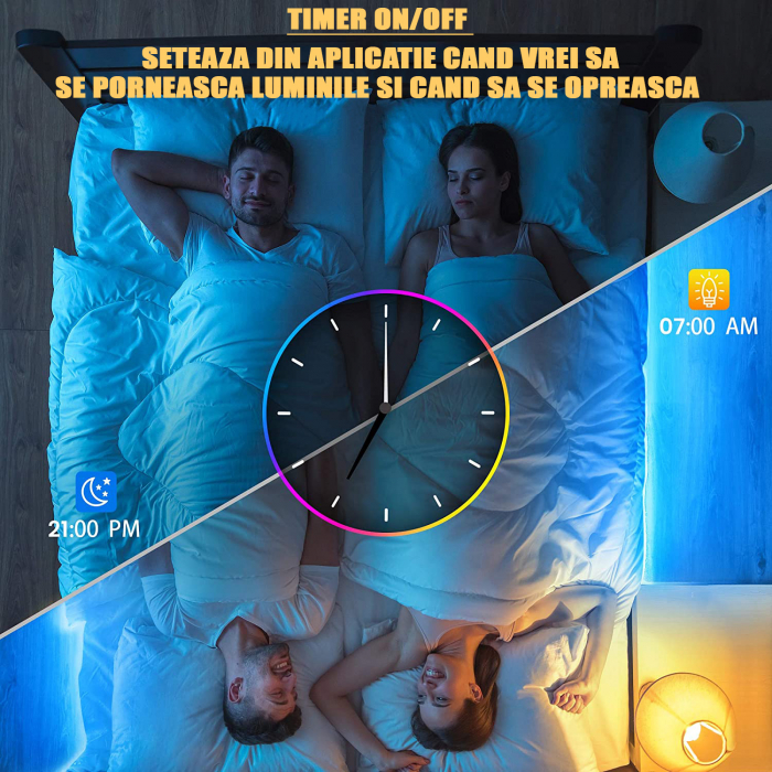 Banda LED RGB ZAFIT™ 5 metri, Exterior/Interior IP65, Adeziva, Wi-Fi, aplicatie telefon, telecomanda, mod muzica, timer, microfon, intensitate lumina reglabila [7]