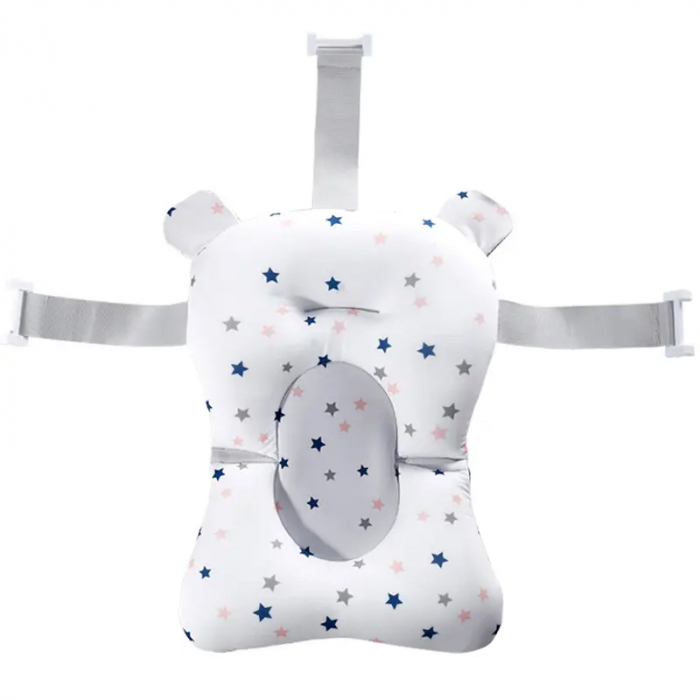 Cadita bebe cu suport FiGGA®, 0-48 luni, portabila, extra pliabila, termometru, picioare antiderapante, suport cap de dus, Albastru [11]