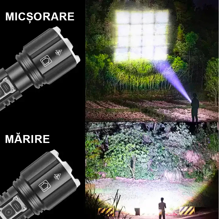 Lanterna puternica profesionala FiGGA®, LED XHP-160, 48000 lumeni, acumulator 26650 Li,  Cablu de incarcare [9]