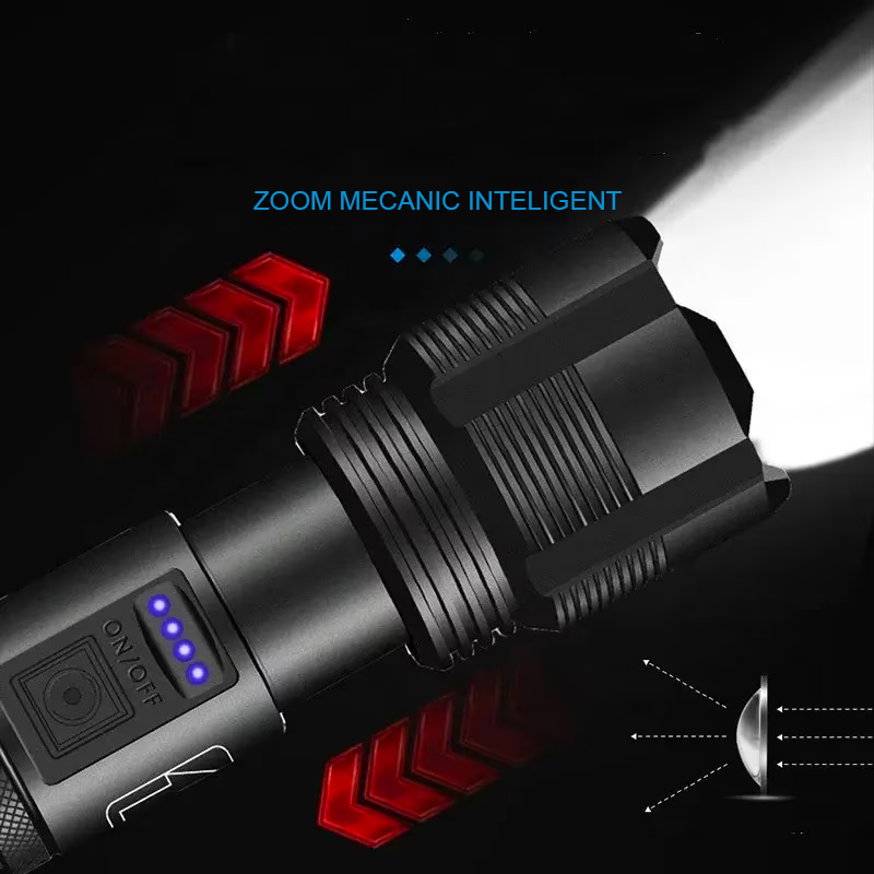 Lanterna puternica profesionala FiGGA®, LED XHP-50, 15000 lumeni, acumulator 18650 Li, structura aliaj aluminiu, Cablu de incarcare [11]