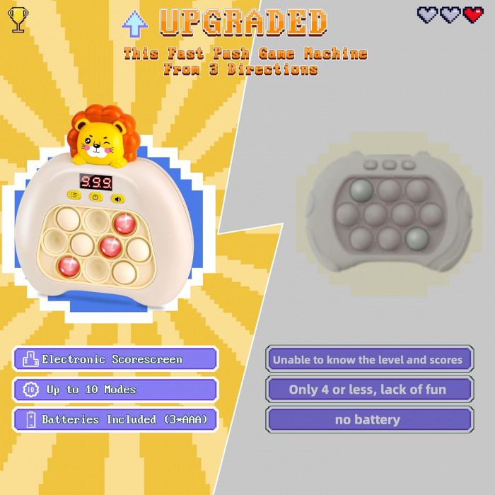 Pop it electric FiGGA®, Joc interactiv copii, 10 moduri de joc, 999 leveluri, Leu [2]