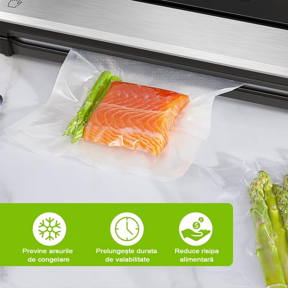 Pungi vidat gofrate ZAFIT™, pentru aparat de vidat alimente, 100 bucati, 20 x 30 cm, reutilizabile, rezistente, sous vide, lavabile in masina de spalat, fara BPA, transparent [4]