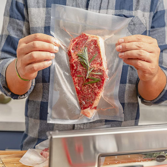 Pungi vidat gofrate ZAFIT™, pentru aparat de vidat alimente, 50 bucati, 20 x 30 cm, reutilizabile, rezistente, sous vide, lavabile in masina de spalat, fara BPA, transparent [10]