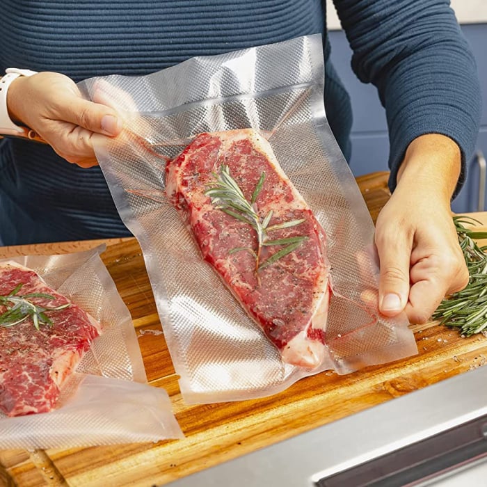 Pungi vidat gofrate ZAFIT™, pentru aparat de vidat alimente, 50 bucati, 20 x 30 cm, reutilizabile, rezistente, sous vide, lavabile in masina de spalat, fara BPA, transparent [8]
