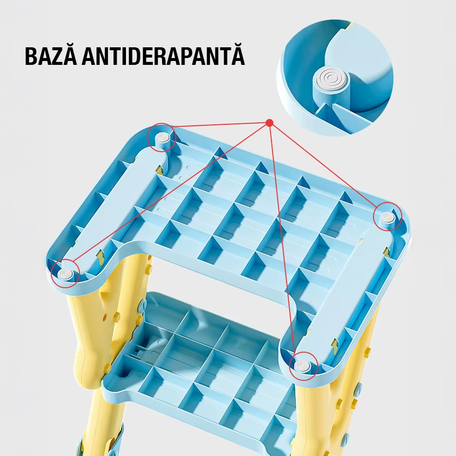 Reductor WC copii 2in1 ZAFIT® cu scara si inaltator, Pliabil, Portabil, colac suprafata de siguranta antialunecare, antiderapant, Albastru/Galben [6]