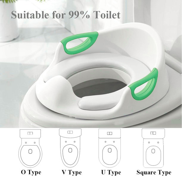 Reductor WC copii ZAFIT®, cu manere si spatar, Portabil, Antiderapant, Alb/Verde [4]