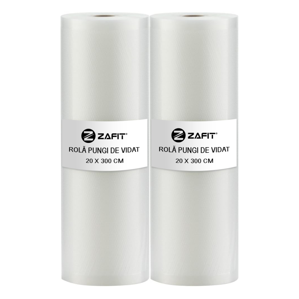 Set 2 role pungi de vidat gofrate ZAFIT™, 20 x 300 cm, pentru aparat de vidat alimente, reutilizabile, rezistente, sous vide, lavabile in masina de spalat, fara BPA, transparent [1]