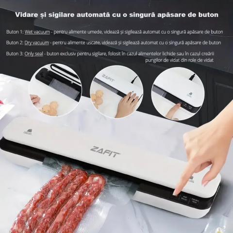Aparat de vidat alimente ZAFIT™ VID-360W, 30 cm bara de lipire, 10 pungi incluse, Negru/Alb [1]