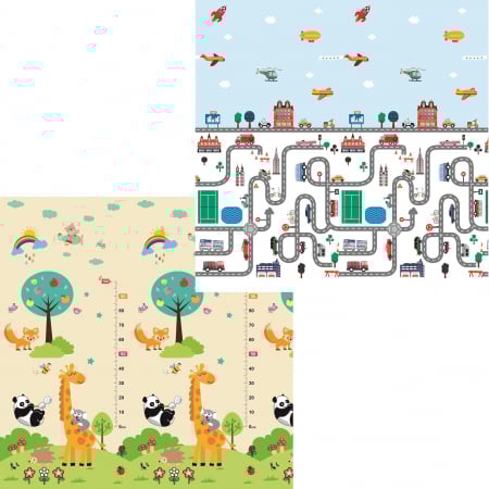 Covoare copii - Covor de joaca FiGGA® pentru copii 200 x 180 cm, Spuma protectie, Termoizolant, Pliabil, 2 fete, Covoras bebe interactiv si educativ pentru activitati de joaca a bebelusului, Print 05