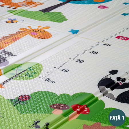 Covor de joaca FiGGA® pentru copii 200 x 180 cm, Spuma protectie, Termoizolant, Pliabil, 2 fete, Covoras bebe interactiv si educativ pentru activitati de joaca a bebelusului, Print 05 [2]