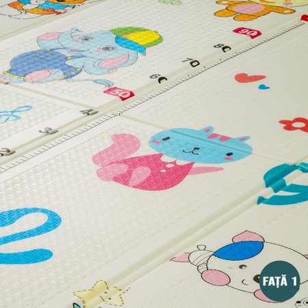 Covor de joaca FiGGA® pentru copii 200 x 180 cm, Spuma protectie, Termoizolant, Pliabil, 2 fete, Covoras bebe interactiv si educativ pentru activitati de joaca a bebelusului, Print 07 [3]