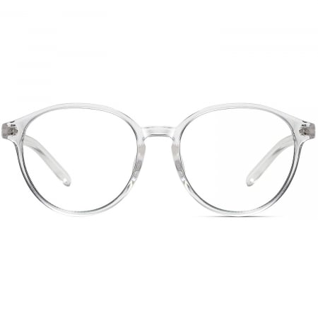Ochelari - Ochelari protectie calculator ZAFIT™, ecran telefon, tableta, laptop, televizor, gaming, Anti-lumina albastra, Anti-reflexie, Unisex, model rotund, culoare Transparent