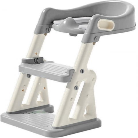 Capace WC copii & Reductoare WC - Reductor WC copii 2in1 ZAFIT® cu scara si inaltator, Pliabil, Portabil, colac suprafata de siguranta antialunecare, antiderapant, Gri