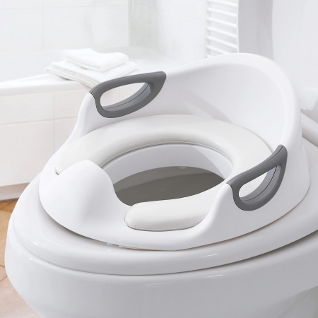 Capace WC copii & Reductoare WC - Reductor WC ZAFIT®, Portabil, capac toaleta copii, antialunecare, antiderapant, Alb/Gri