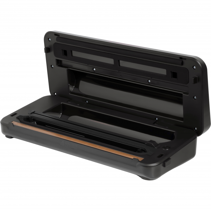 ZAFIT™ VID-110 PRO+ élelmiszervákuumozó készülék, 30 cm-es hegesztőszalaggal, 300 cm x 28 cm-es tekercsel, palackok és dobozok vákuumcsövével, fekete/inox [7]