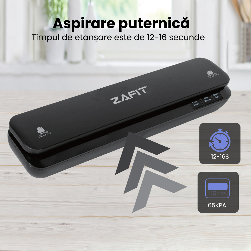 Вакуумен уред за храни ZAFIT™ VID-360W, 30 см запечатваща лента, включени 10 торбички, черен [6]