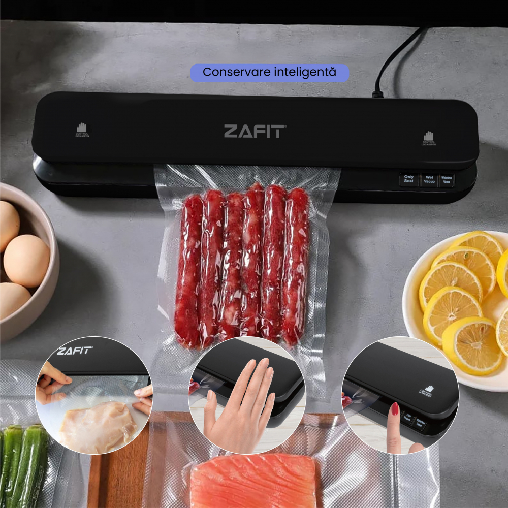Вакуумен уред за храни ZAFIT™ VID-360W, 30 см запечатваща лента, включени 10 торбички, черен [4]