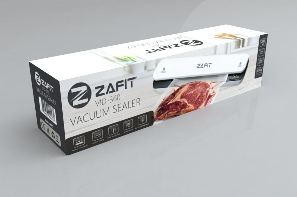 ZAFIT™ VID-360W élelmiszervákuum készülék, 30 cm-es hegesztőpálca, 10 tasak tartozékként, fekete/fehér [10]