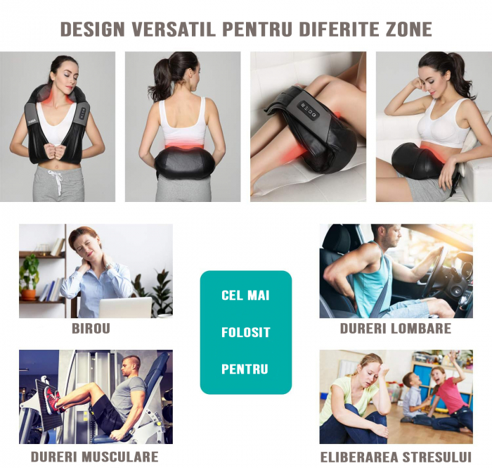 Dispositivo professionale di massaggio elettrico FiGGA® per collo e schiena, con riscaldamento, cervicale, lombare, addome e gambe, movimenti 3D, rilassamento muscolare, per uso a casa, in ufficio e i [7]
