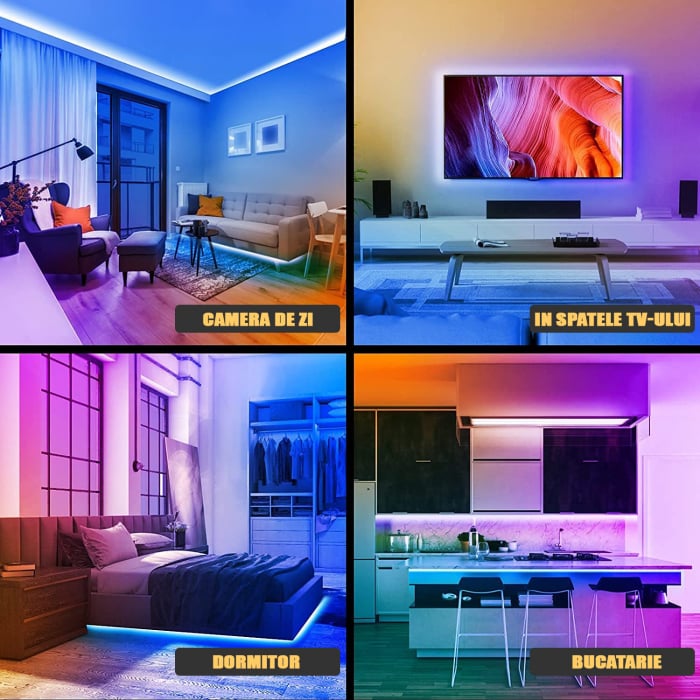 Striscia LED RGB ZAFIT™ 10 metri, per Esterni/Interni IP65, Wi-Fi, app per smartphone, telecomando, modalità musica, timer, microfono, luminosità regolabile [10]