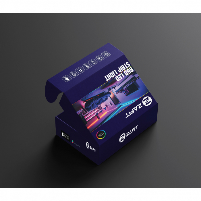 Banda LED ZAFIT™ 5 metri, Bluetooth, aplicatie telefon, telecomanda, mod muzica, timer, microfon, intensitate lumina reglabila, Interior, IP20, 5050 RGB, autoadeziva [8]