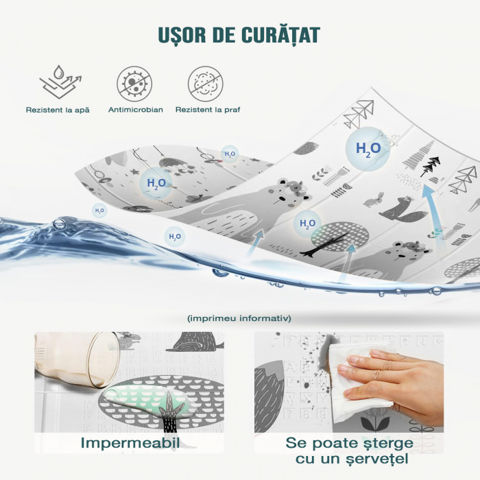 Covor de joaca FiGGA® pentru copii 200 x 180 cm, Spuma protectie, Termoizolant, Pliabil, 2 fete, Covoras bebe interactiv si educativ pentru activitati de joaca a bebelusului, Print 03 [6]