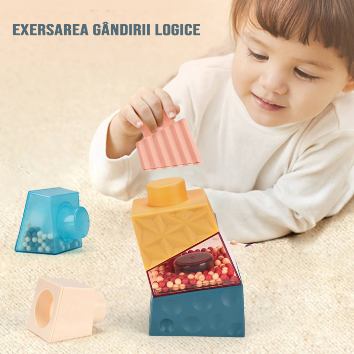 Montessori típusú oktató és érzékszervi torony játék csecsemőknek és 1, 2, 3 éves gyerekeknek, lányoknak és fiúknak [6]