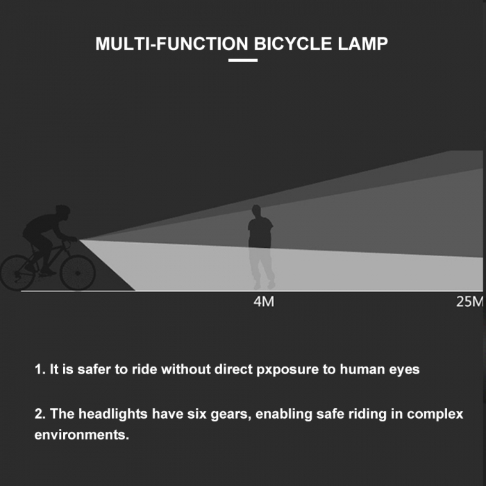 Lanterna bicicleta FiGGA® cu incarcare solara si cablu tip C, sirena, indicator baterie, lumini de atentionare, acumulator reincarcabil 2000 mAh, structura aliaj aluminiu, Negru [7]