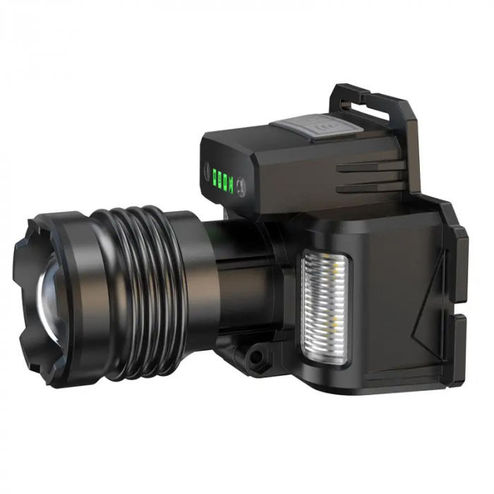 Lanterna puternica de cap FiGGA® LED 30W, 18000 lumeni, 500 metri distanta, 5000K, acumulator reincarcabil 6000 mAh, Profesionala, Frontala, Cablu de incarcare [4]
