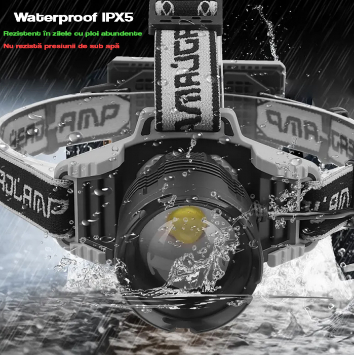 Potente torcia frontale FiGGA® LED XHP-70, 21000 lumen, 700 metri di distanza, 5000K, 2 batterie ricaricabili 18650 Li/3500 mAh, professionale, frontale, cavo di ricarica [6]